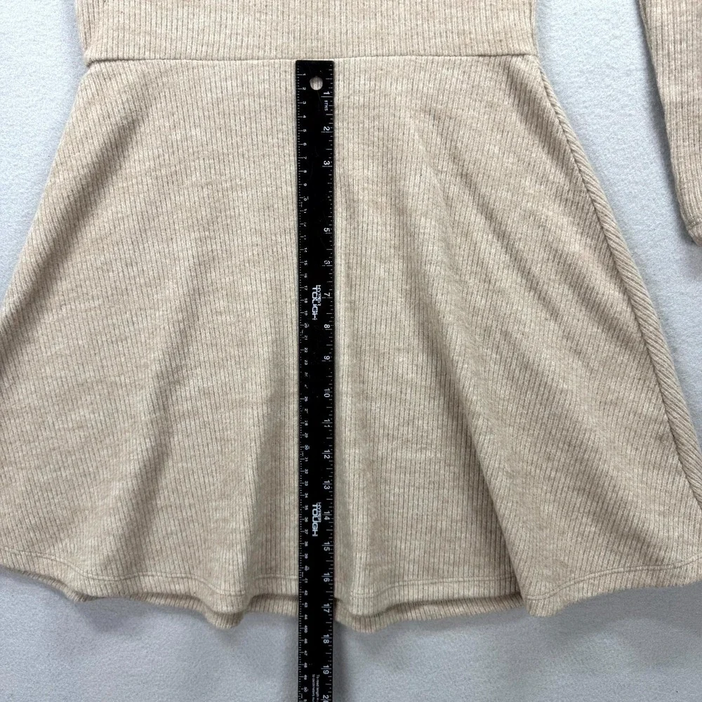 Old Navy Ribbed Fit & Flare Dress‎ Girls 10 Large Tan Long Sleeve Round Neck NEW